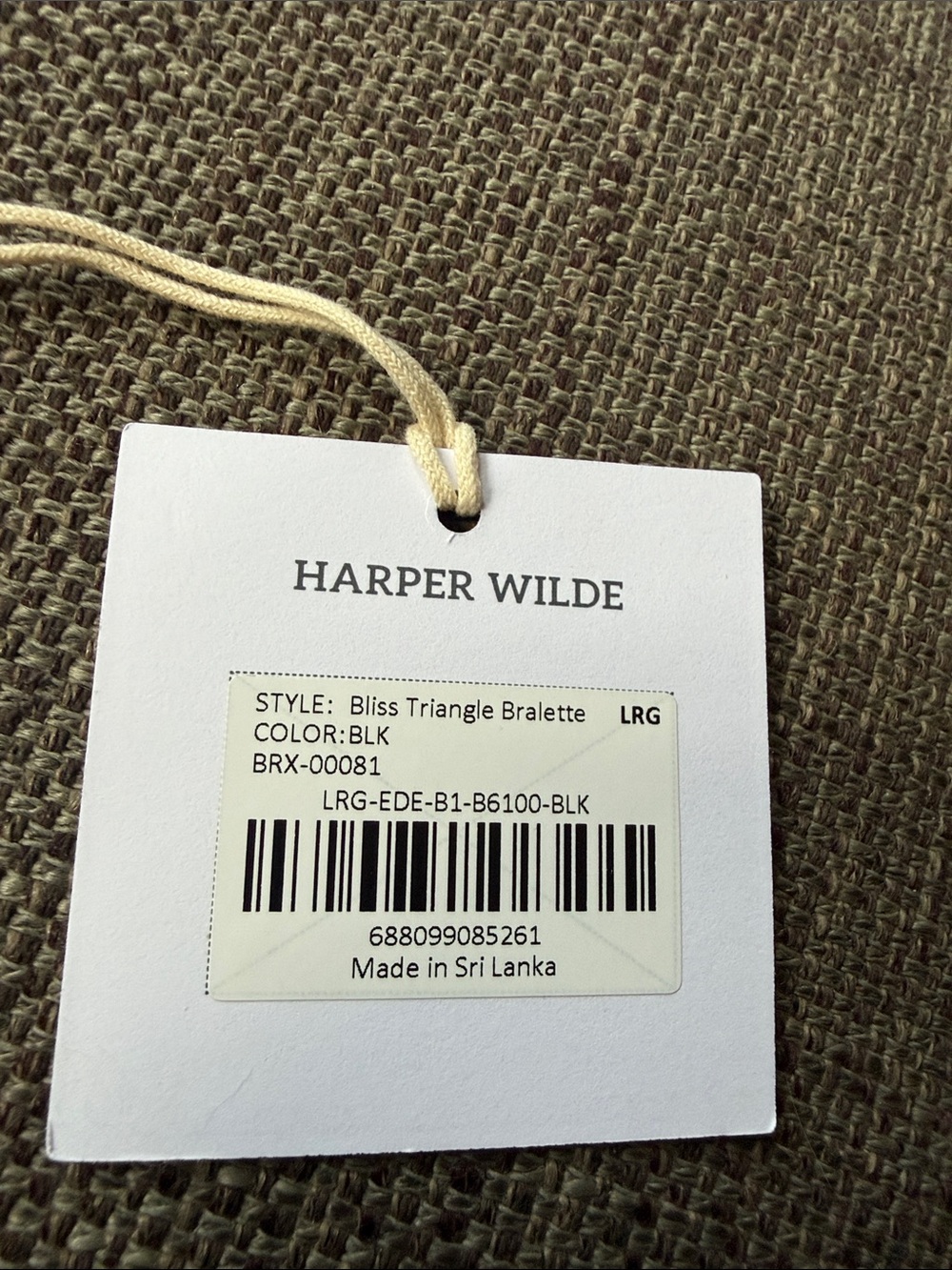 Harper Wilde Bliss Triangle Bralette,NWT, Large, Black - Picture 3 of 3